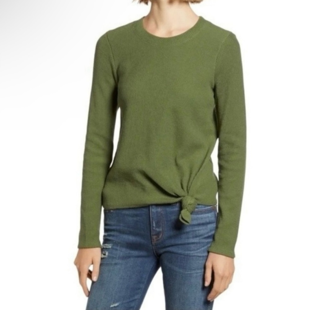 Madewell Olive Green Jacquard Knot Long Sleeve
